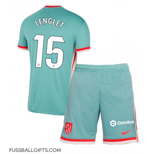 Atletico Madrid Clement Lenglet #15 Fußballbekleidung Auswärtstrikot Kinder 2024-25 Kurzarm (+ kurze hosen)